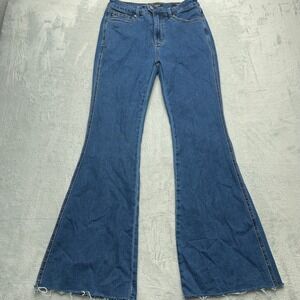Judy Blue Women Size 11/30 High Rise Flare Leg Jeans Denim Distressed Frayed Hem